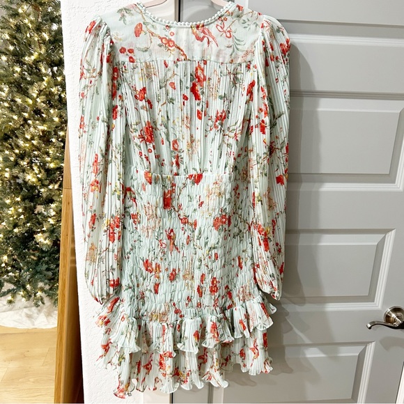 NWT By Timo Plisse Dress Mini Smocked Long Sleeve in Rose Garden Floral - Picture 4 of 6